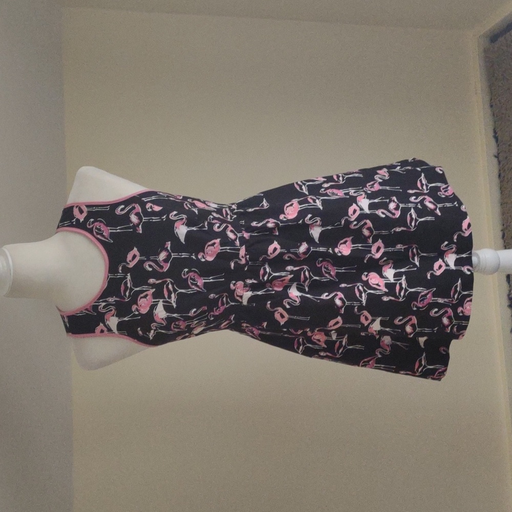 Crown & Ivy‎ petite dress Black with Flamingos!! Size 4P Fit and Flare